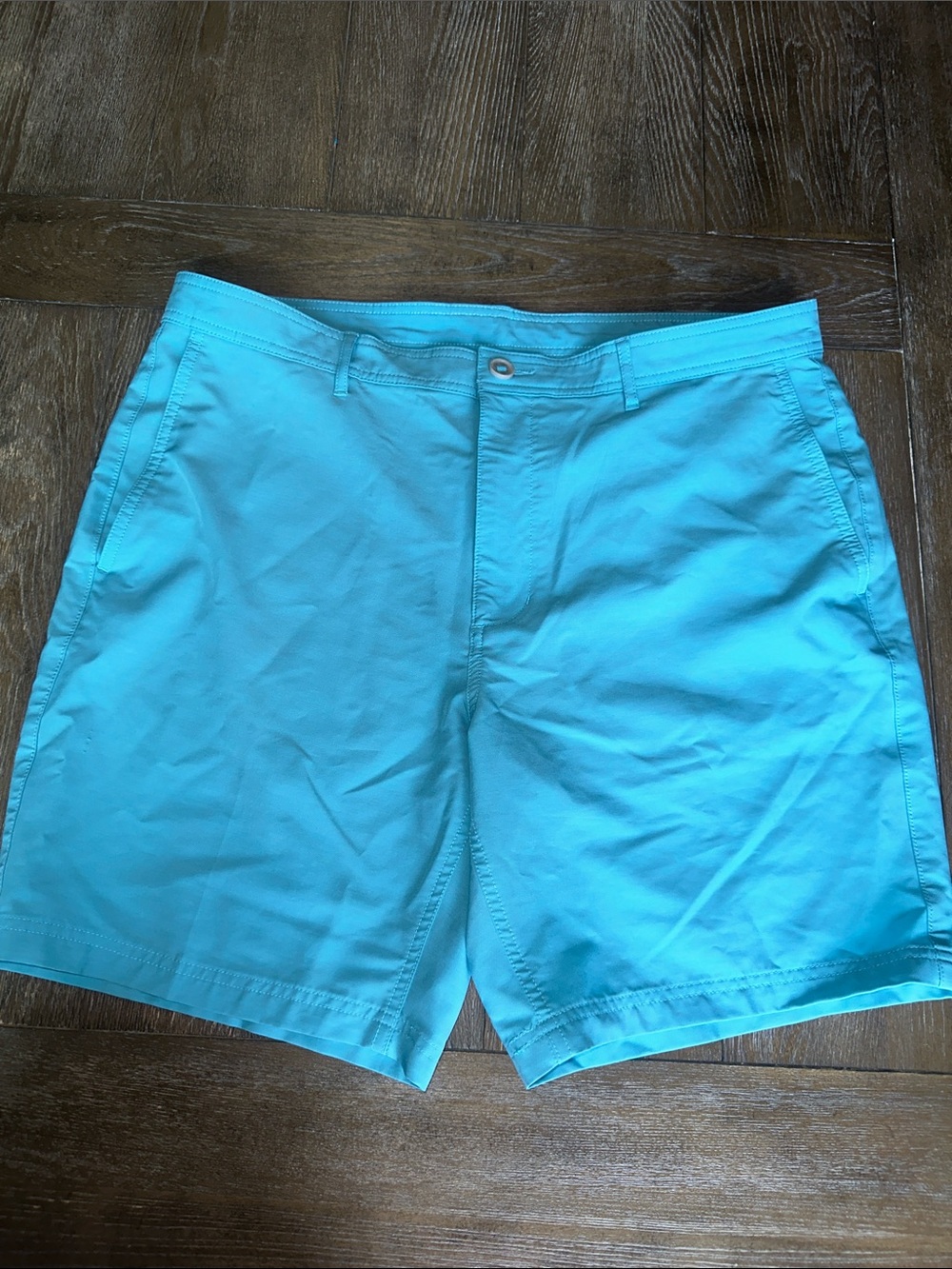 PGA Tour Men’s Golf 38 Aqua Blue Performance Flat Front Stretch Casual Shorts
